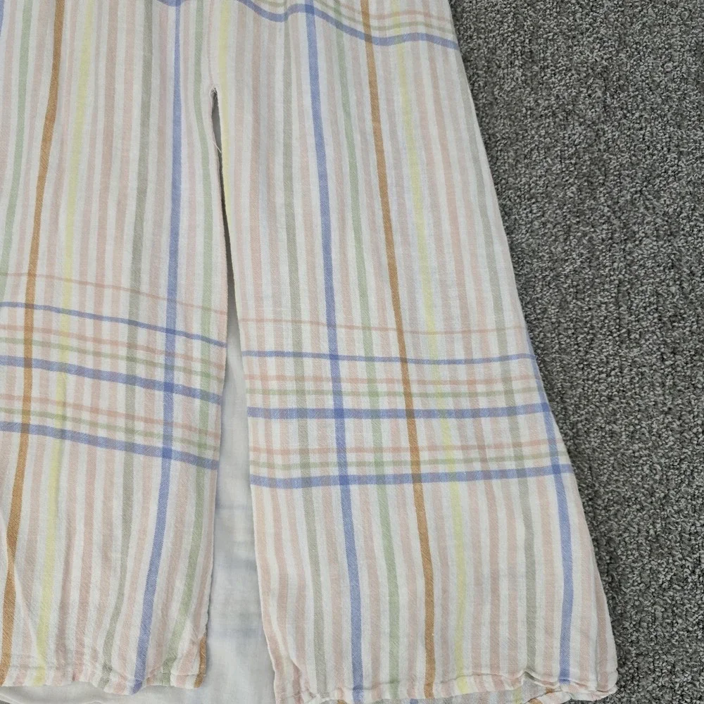 Madewell Clara Linen Blend Wrap Midi Dress Pastel Plaid Cottagecore Size L - Picture 2 of 8